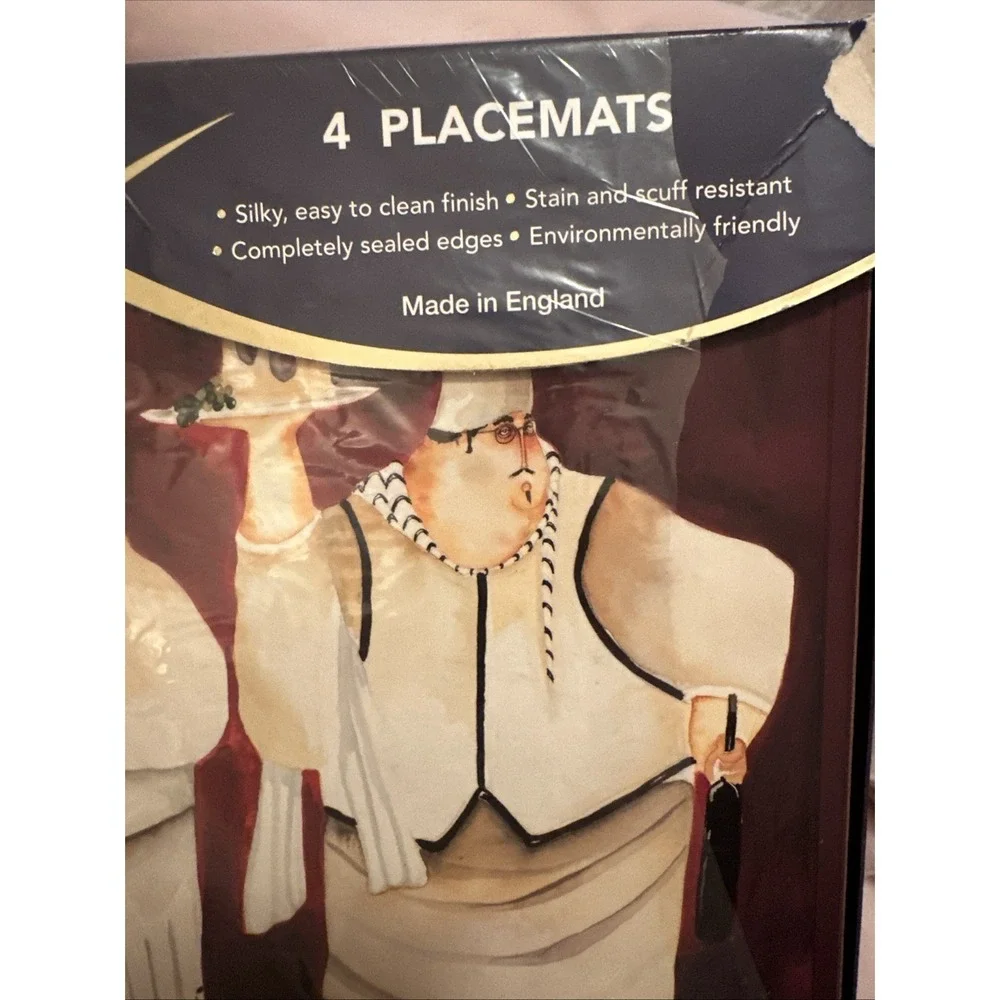 set of four Pimpernel placemats featuring a stylized 